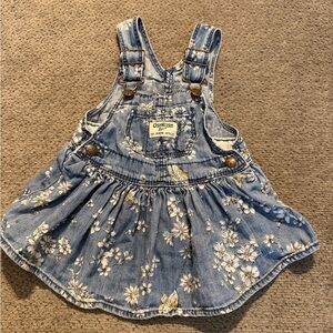 9 Month OshKosh B'gosh Blue Floral Denim Skirtall Dress overalls